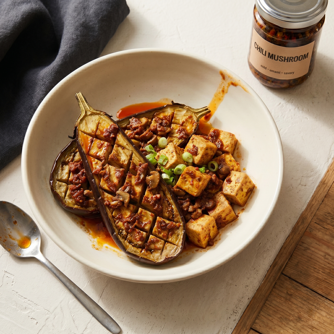 Roasted Umami Eggplant & Tofu with Potatoes