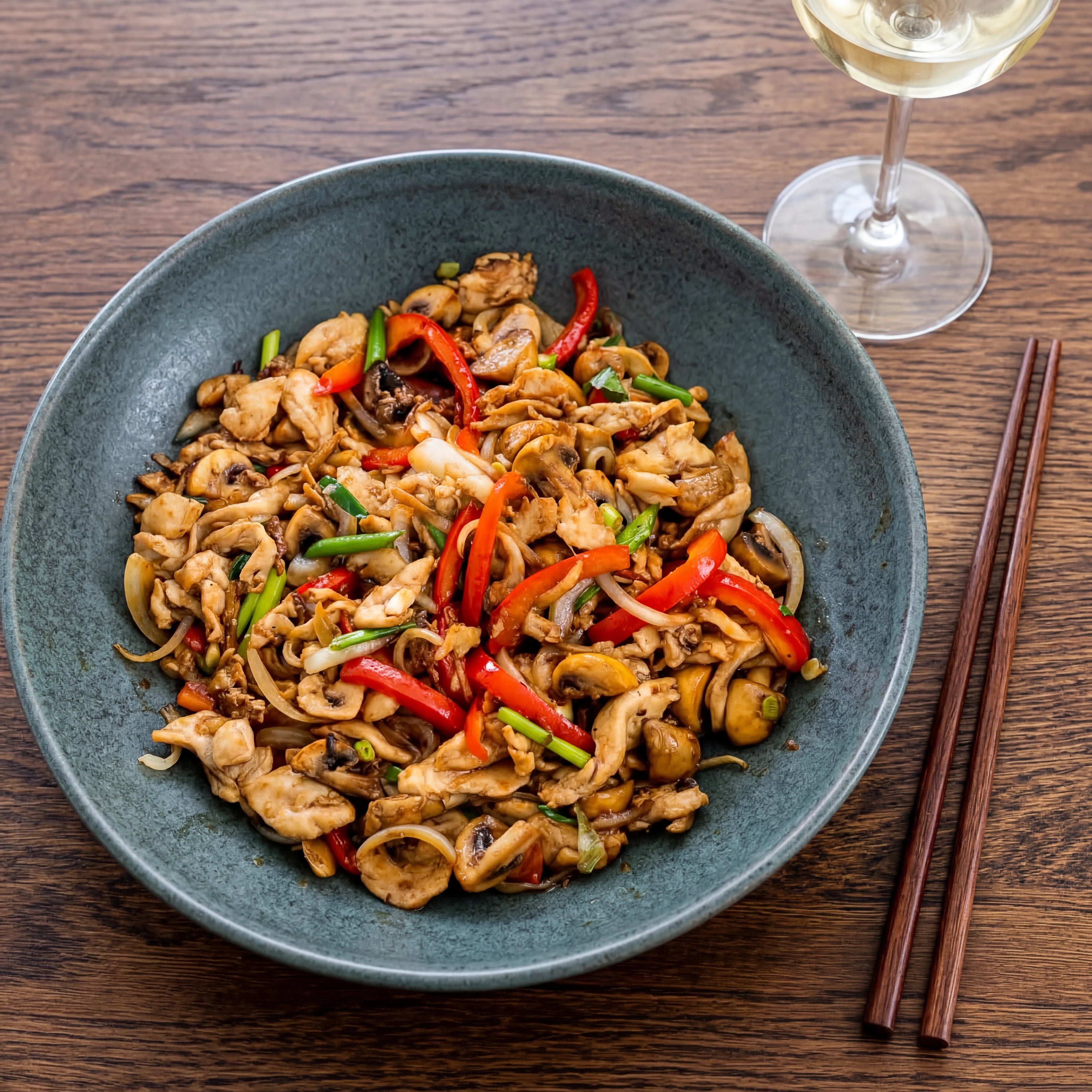 Stir-fried Chili Mushroom Chicken